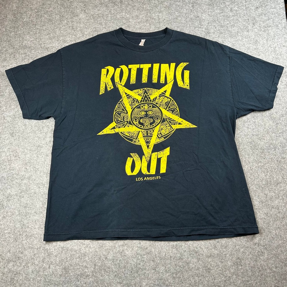 Vintage Rotting Out LAHC Band Shirt - Aztec Calendar Pentagram Alstyle Size 2XL